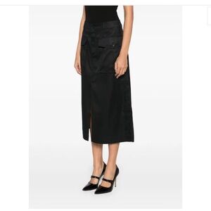 Ulla Johnson Black Lyocell Blend Cargo Midi Skirt Elastic Waist Size S NWOT